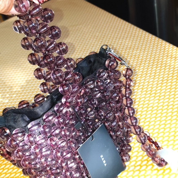 NWT Zara handbag, chunky bead shoulder bag minibag, beautifully light reflective - Picture 13 of 17